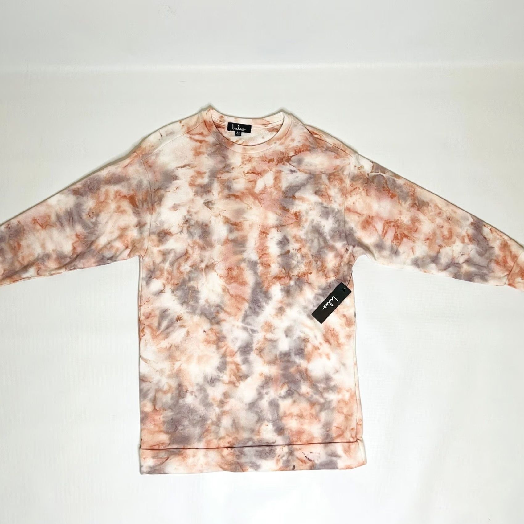 Lulus Lulus Dress XS Hang Loose Mini Sweatshirt Tie Dye Pink Gray Relaxed Fit Dress Shirts? Size XS / US 0-2 / IT 36-38 - 2 Thumbnail