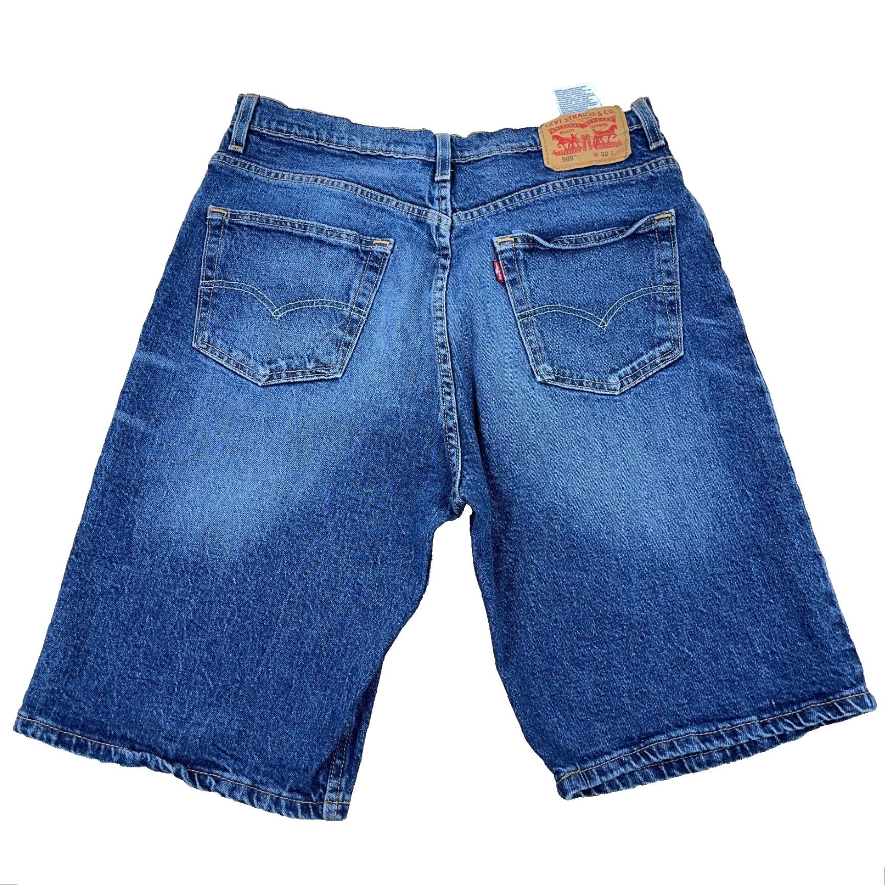 Levi's Levis 569 Shorts Men 32 Relaxed Denim Medium Wash Blue 5-Pocket Zip Belt Loops Casual Heritage 90s Theme Mens Size US 32 / EU 48 - 2 Thumbnail