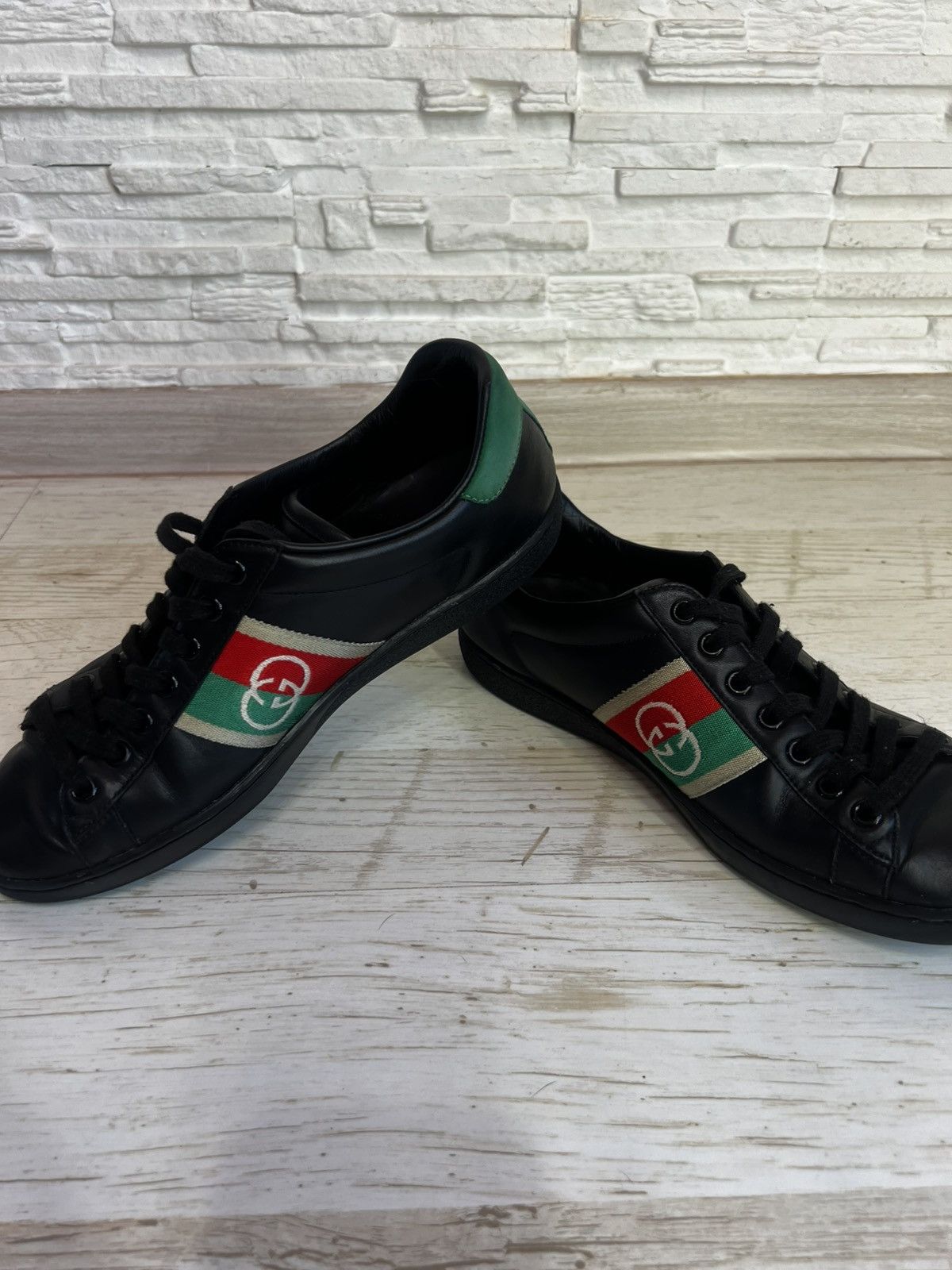 Gucci Gucci Ace Black Leather Sneakers 644749 Size 40 / US 7 Size US 7 / EU 40 - 4 Thumbnail