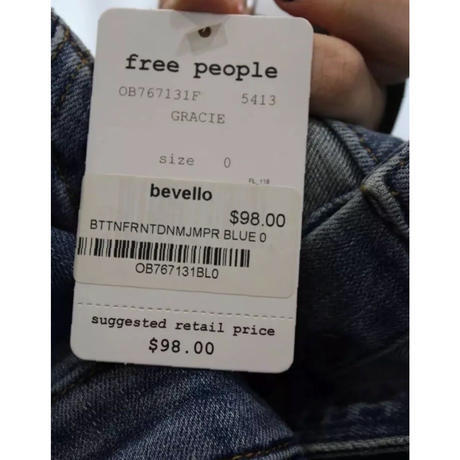 Free People NEW NWT Free People Grace Blue Denim Front Button Cross Strap Dress Size 0 Womens Overall Dress Short Length Size XS / US 0-2 / IT 36-38 - 3 Thumbnail