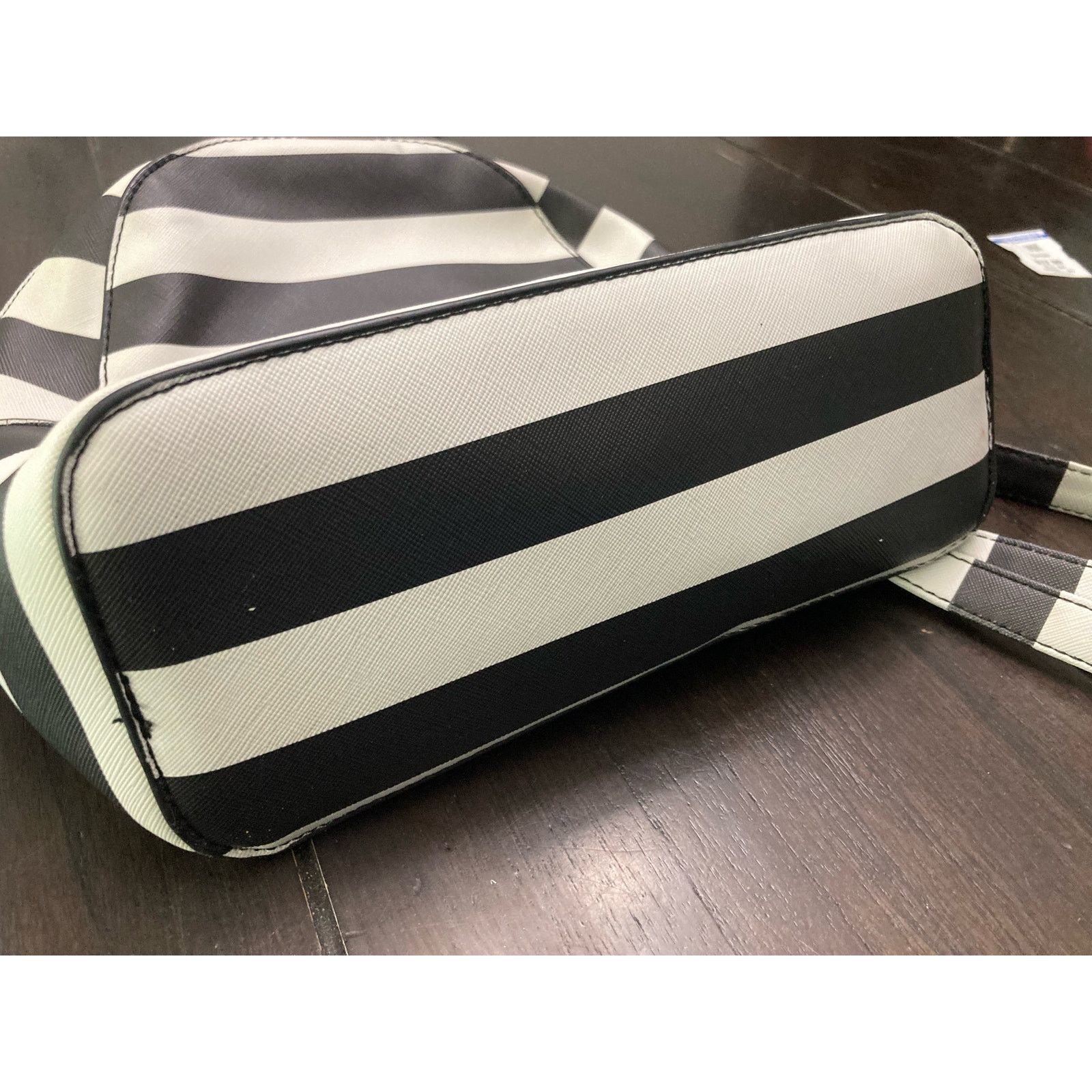 Other Under One Sky Vegan Leather Striped Backpack Black & White Size ONE SIZE - 14 Thumbnail