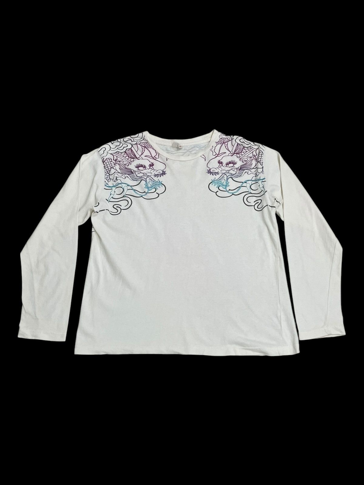 Japanese Brand Cream Space Opera Yakuza Dragon Motive Color Print Defect Size US XL / EU 56 / 4 - 2 Thumbnail
