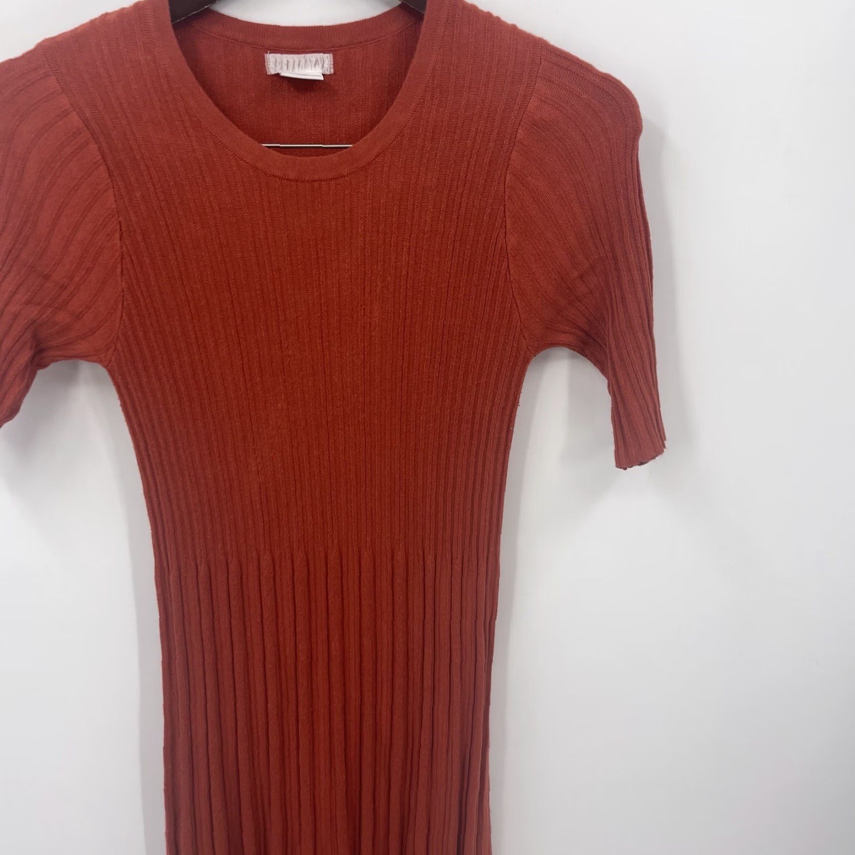 Vintage Cooperative Dress Women's XS Red Cotton Knit Short Sleeve High Neck Mini Casual Party Womens Size 26" / US 2 / IT 38 - 4 Thumbnail