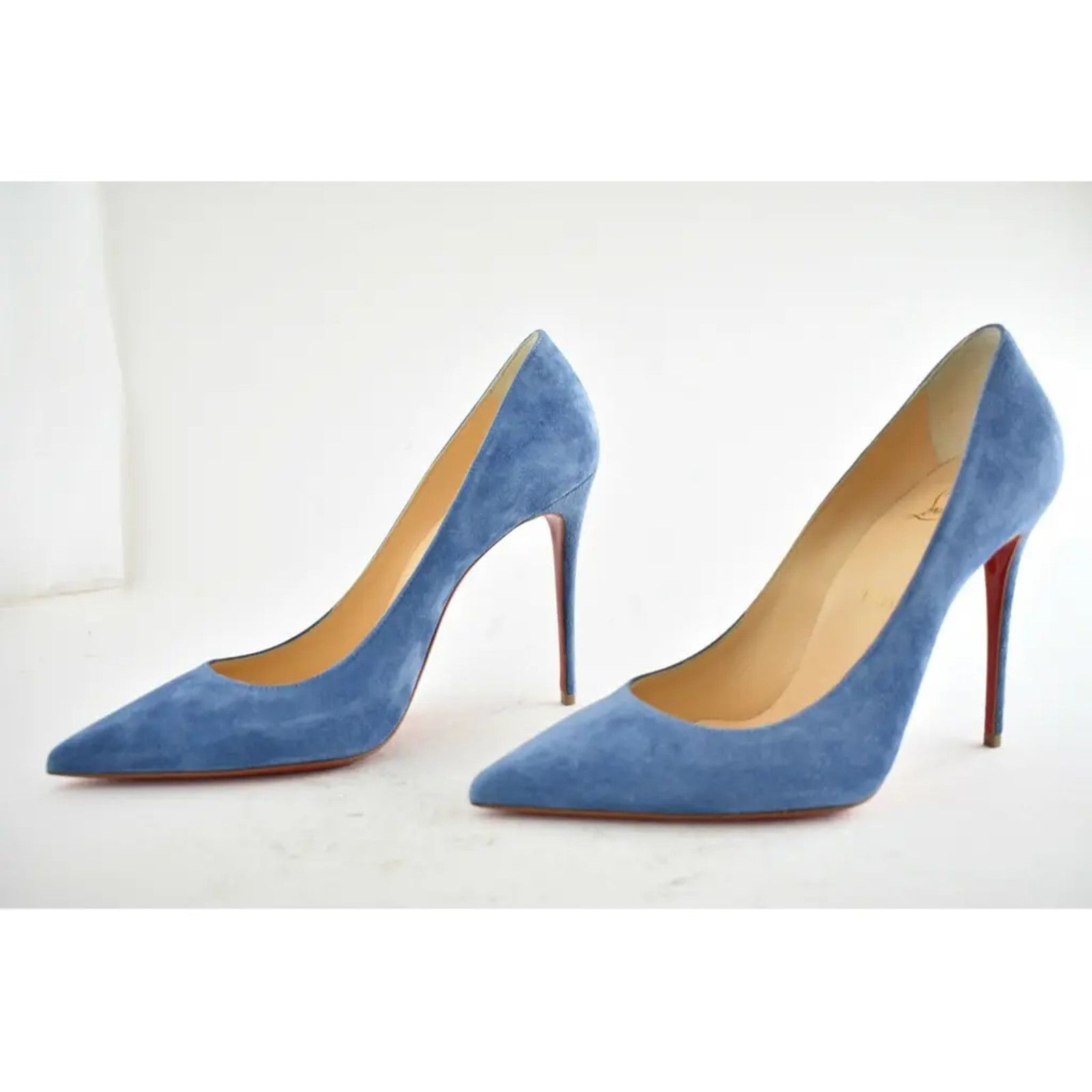 Christian Louboutin Kate 100 LAC Blue Suede Pointed Toe Classic Heel Pump 40.5 Size US 10.5 / IT 40.5 - 9 Thumbnail