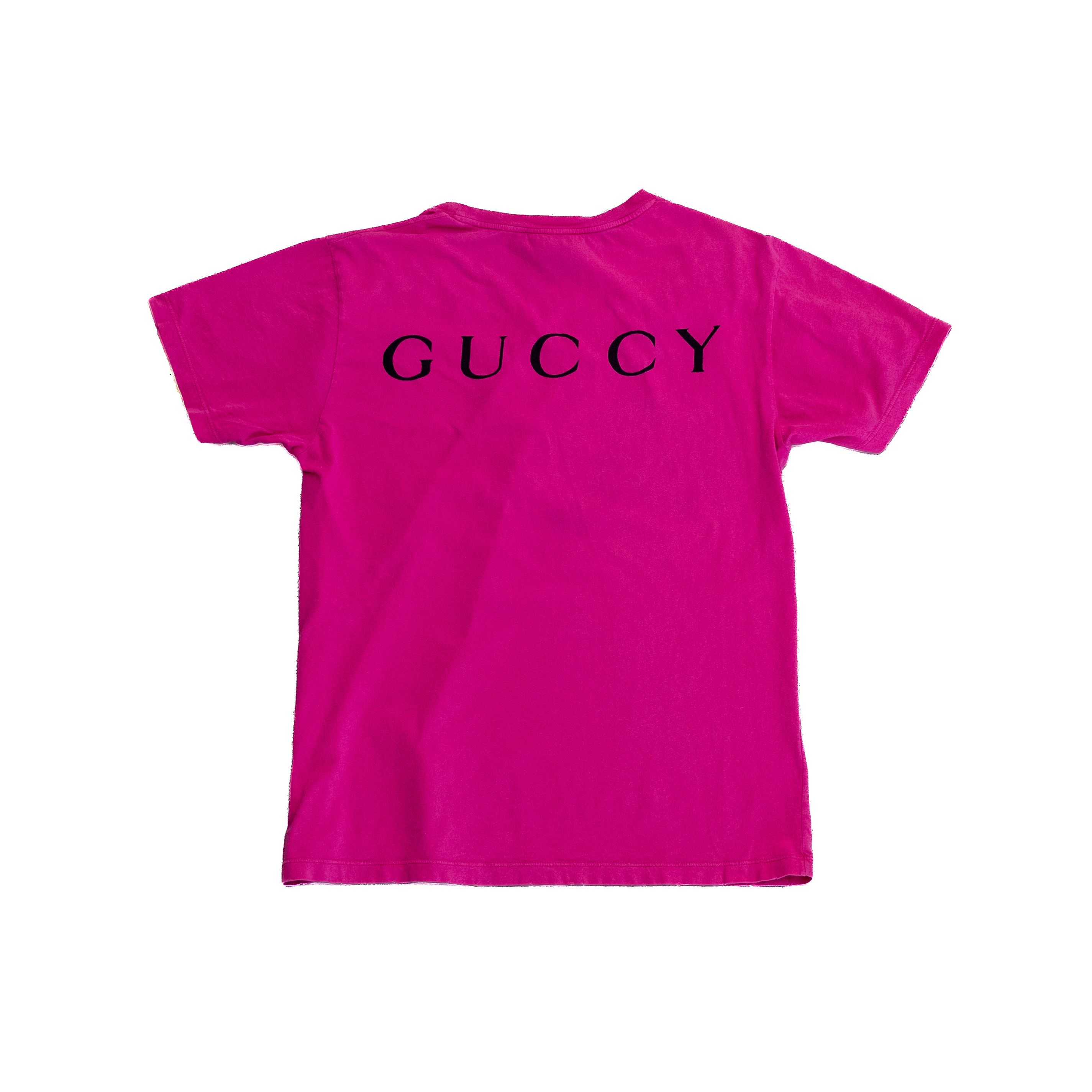 Gucci Gucci Men’s 2018 Guccy Hot Pink Cotton Love letter T-Shirt Size US S / EU 44-46 / 1 - 3 Thumbnail
