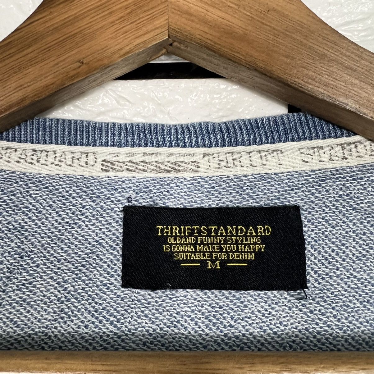Japanese Brand THRIFT STANDARD Patchwork Sweatshirt Denim Style #4067-C185 Size US M / EU 48-50 / 2 - 11 Thumbnail
