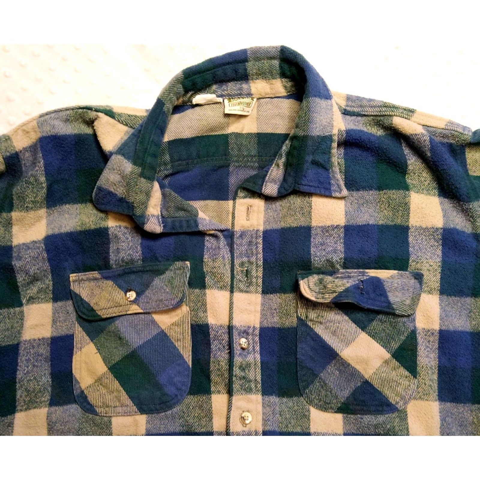 Vintage Five Brothers Jacket Mens 3XL Blue Green Plaid Heavyweight Flannel Workwear USA Made Vintage Button-Up Shirt Size US XXL / EU 58 / 5 - 4 Thumbnail