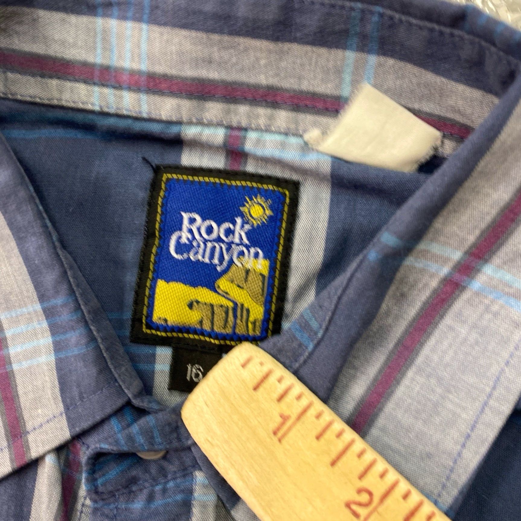 Vintage VINTAGE Rock Canyon Plaid Pearl Snap Shirt Mens Size 16 Blue Long Sleeve Button-Up Casual Southwestern 90s Mens Shirts Size US L / EU 52-54 / 3 - 2 Thumbnail