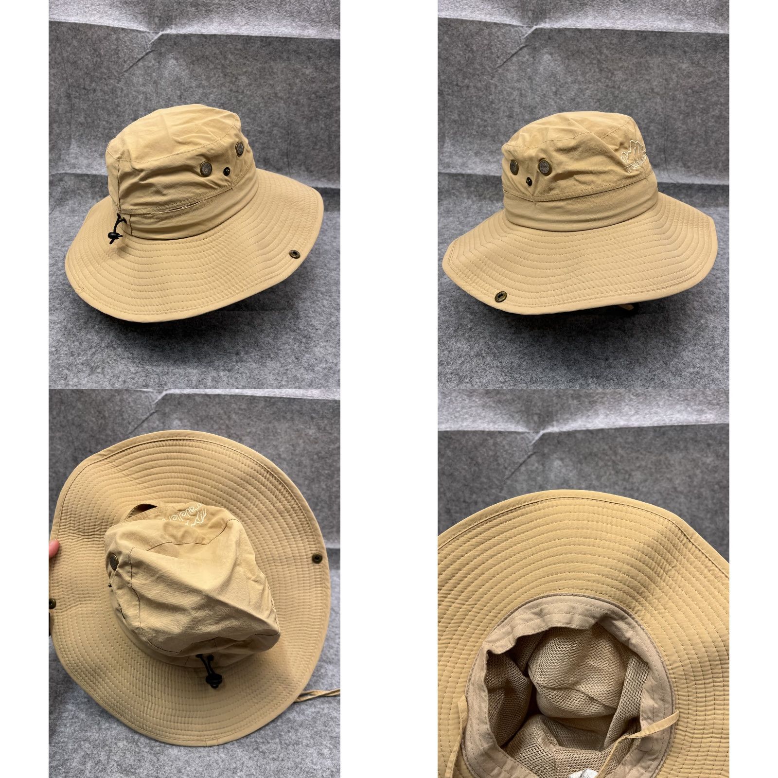 Vintage Travellers Sun Bucket Hat Adult One Size Beige Knit 100% Polyester Camp Outdoors Size ONE SIZE - 8 Thumbnail