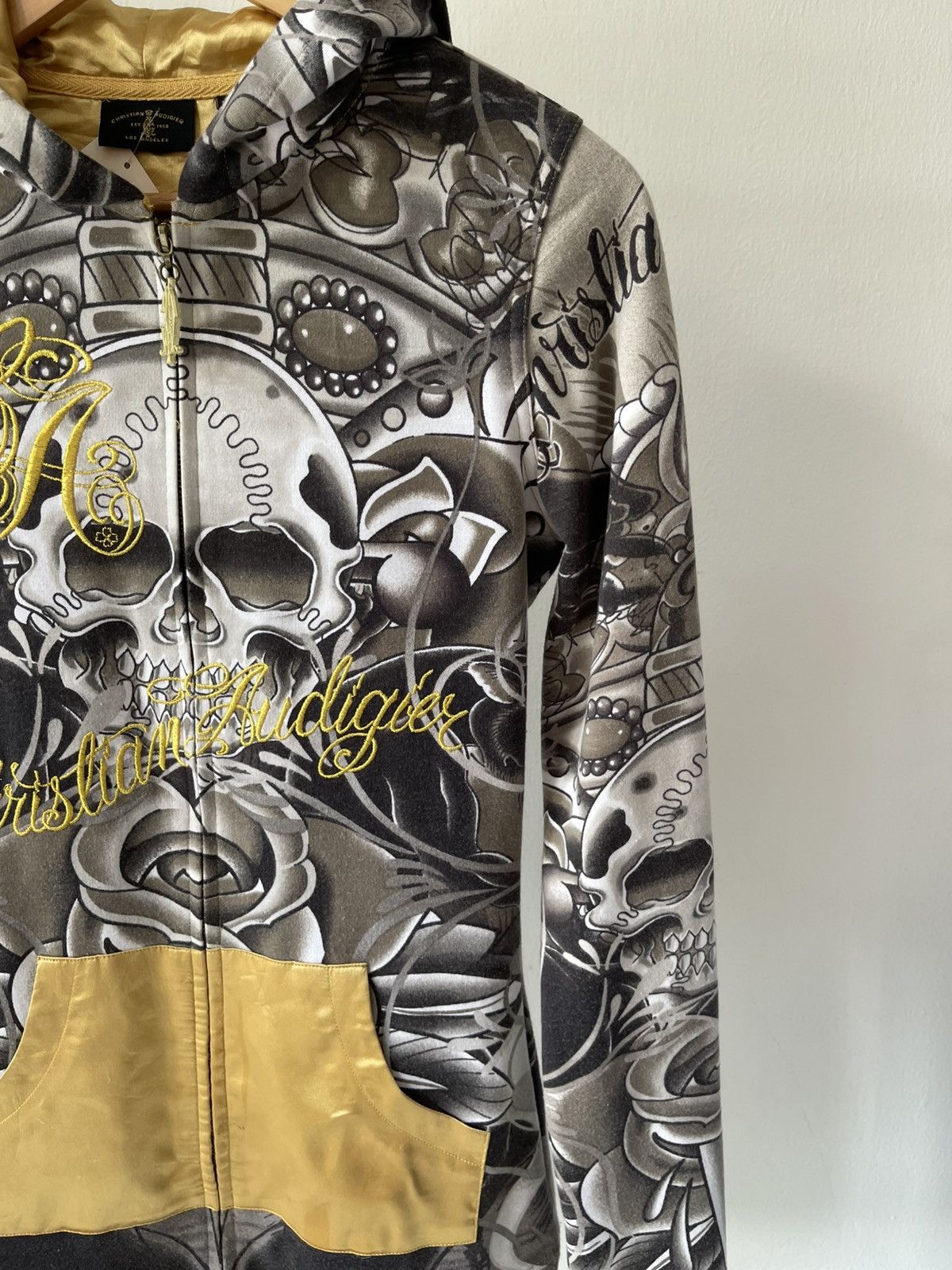 Christian Audigier × Ed Hardy Y2K Christian Audigier Fullprint Skull Zip Hoodie Size S / US 4 / IT 40 - 7 Thumbnail