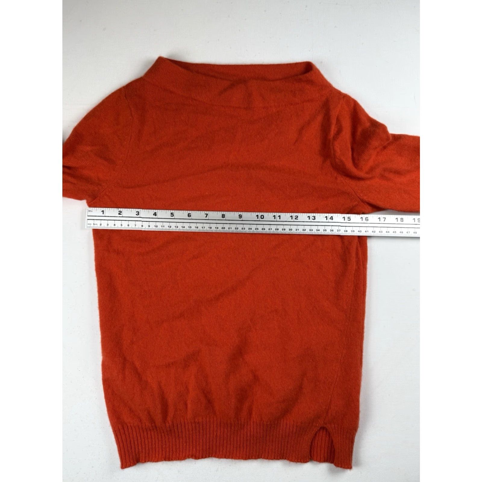 Anthropologie Anthropologie Sweater Women's S 100% Cashmere Orange Boat Neck 3/4 Sleeve Pullover Size S / US 4 / IT 40 - 4 Thumbnail