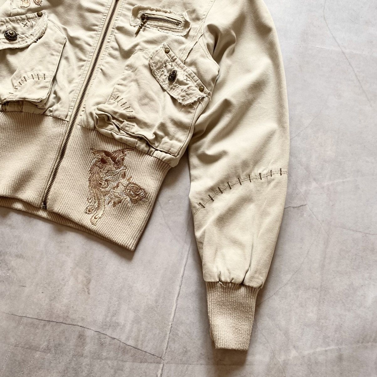 Hysteric Glamour Rare Distressed Cargo Pachwork Bomber Jacket Y2K Size S / US 4 / IT 40 - 2 Thumbnail