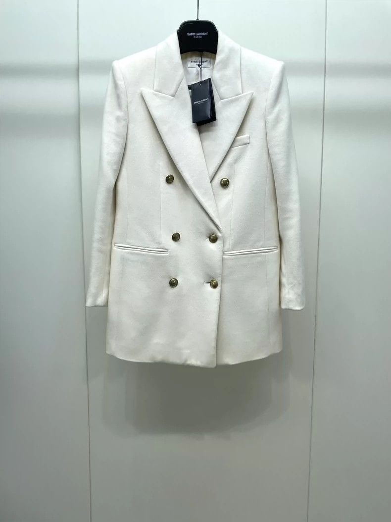 saint laurent White double-breasted wool suit 2501-Nextarro