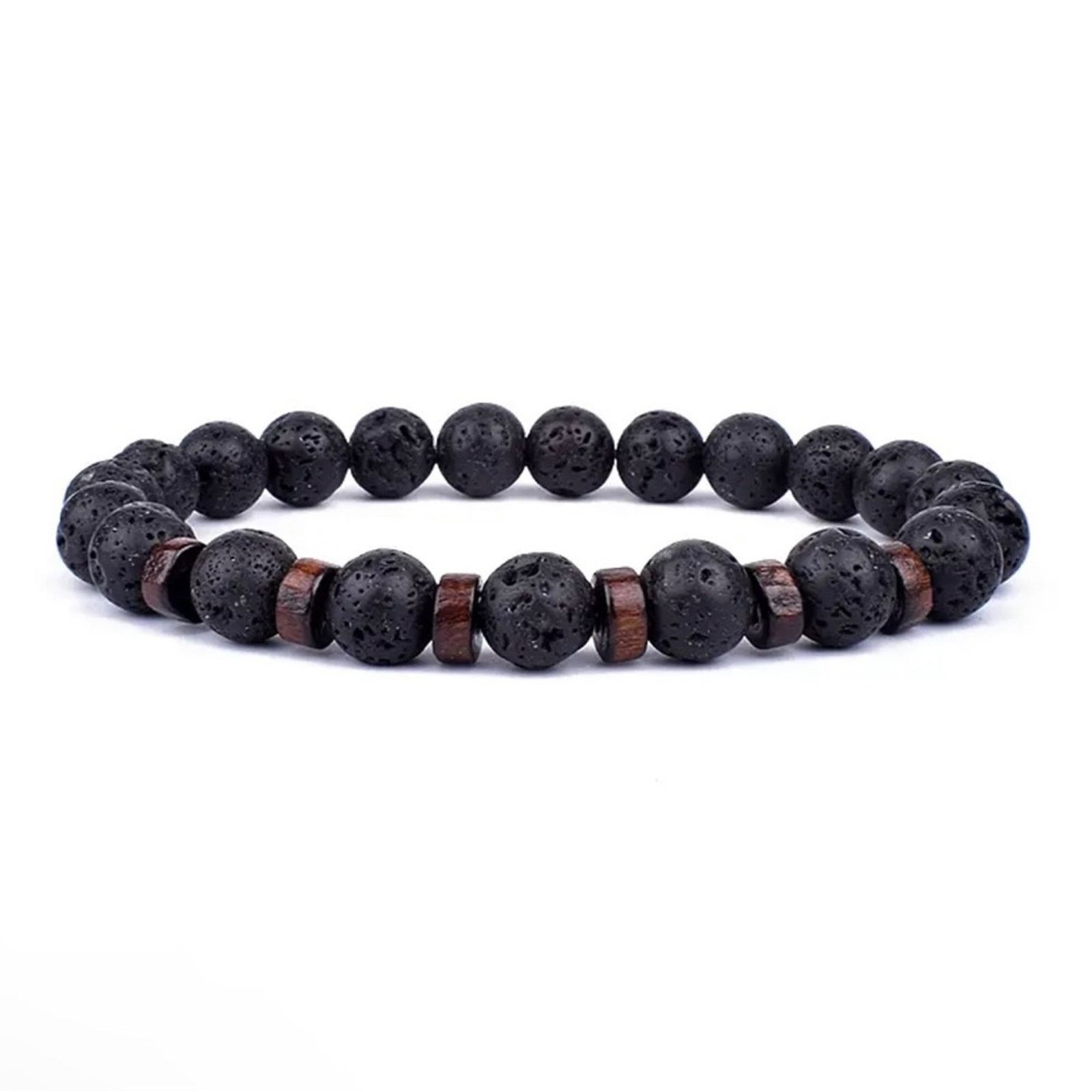 Other Volcanic Stone Bracelet for Men Lava Wooden 8mm Beads Size ONE SIZE - 2 Thumbnail