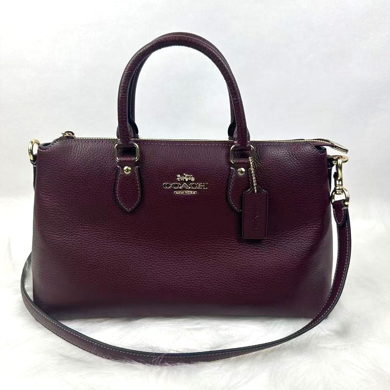 Coach Georgia Satchel Crossbody Bag In Leather Merlot NWT in Red, Women's