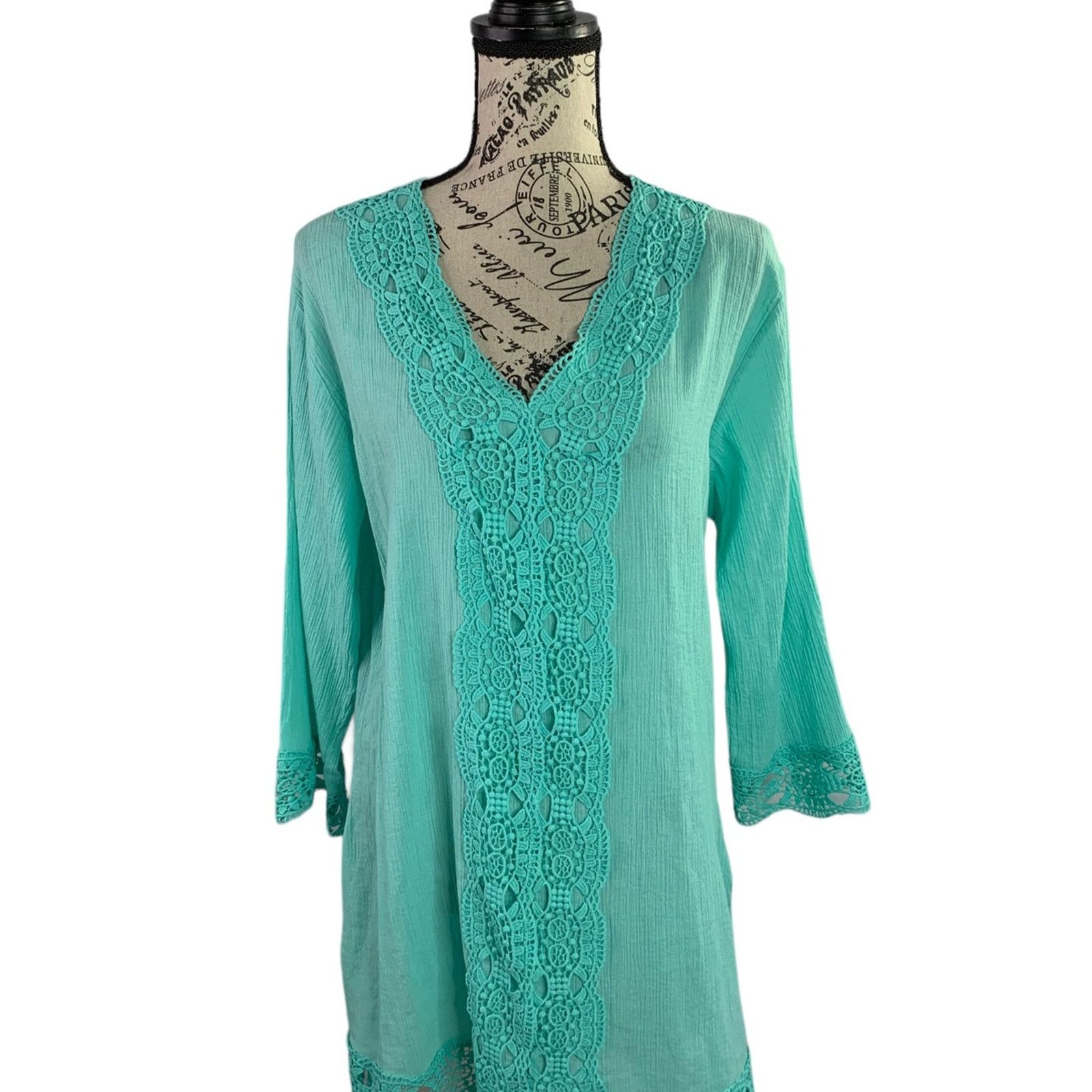 Isaac Mizrahi Issac Mizrahi New York Women's Small Tunic Top Lace Trim Size S / US 4 / IT 40 - 1 Thumbnail