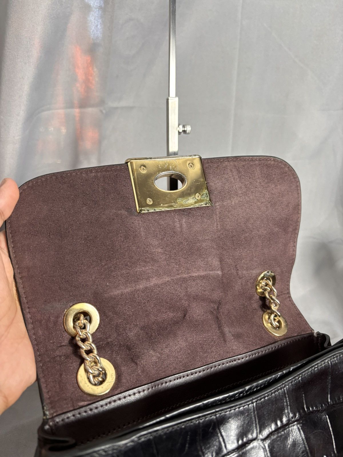 Coach Coach Black Croc Chain Shoulder Bag Size ONE SIZE - 13 Thumbnail