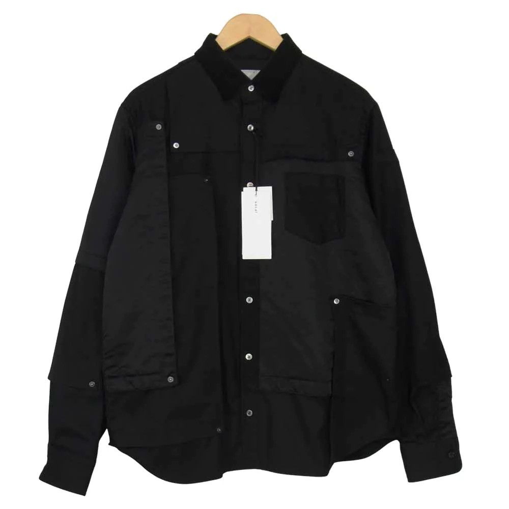 image of Sacai 21Ss 20-02527M Fabric Combo Shirt Fabric Combo Shirt in Black, Men's (Size Small)