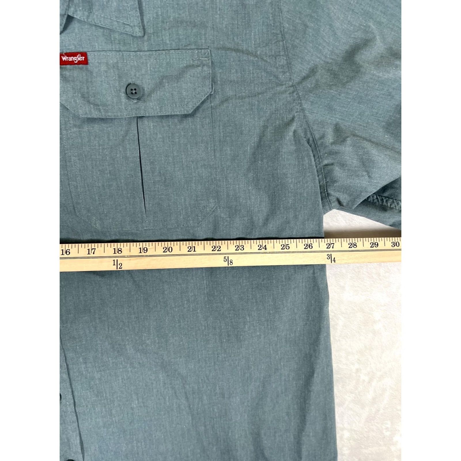 Wrangler Wrangler Shirt Mens 3XL Green Chambray Short Sleeve Button Front Casual Summer Size US XXL / EU 58 / 5 - 6 Thumbnail
