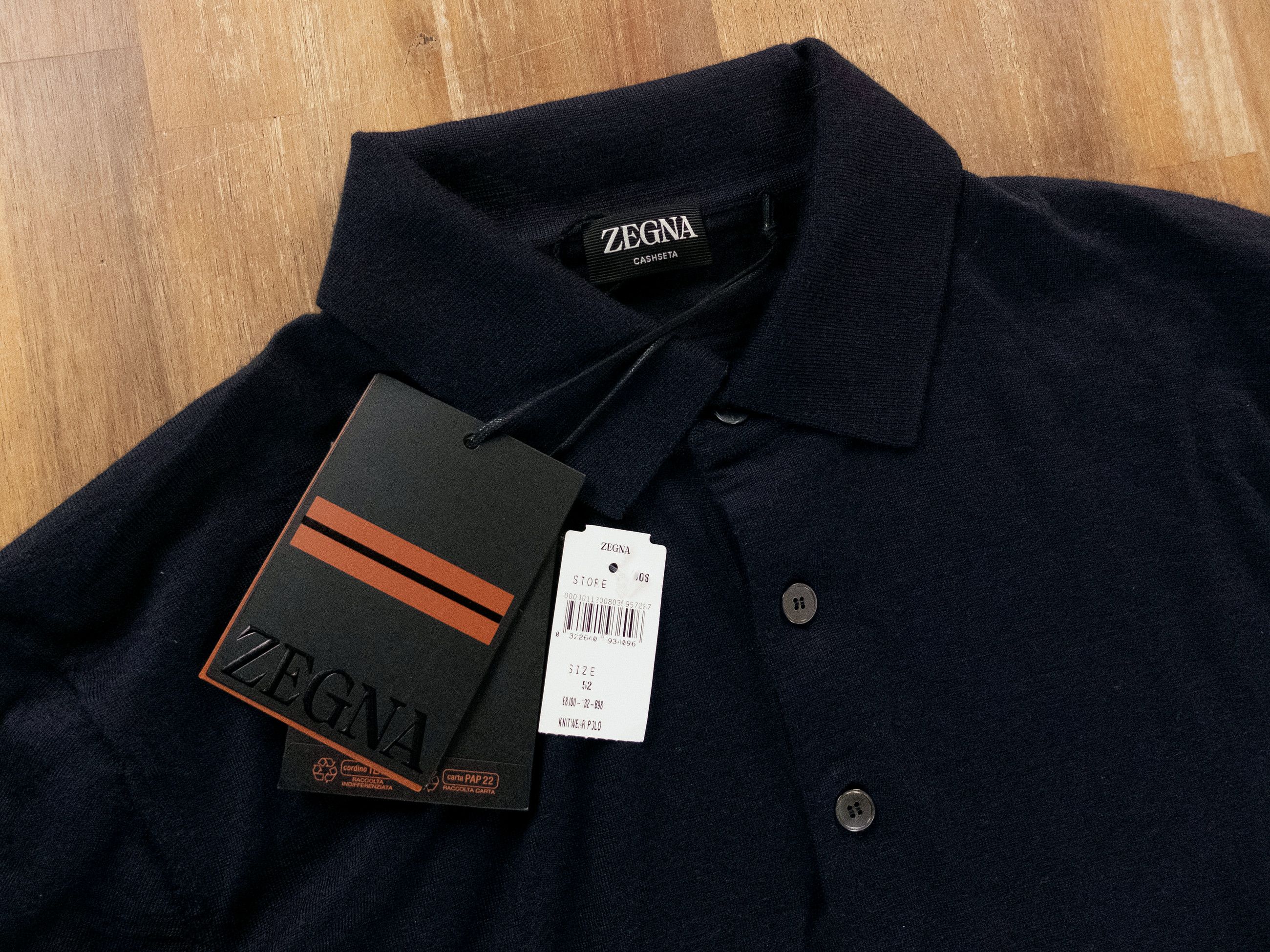 Ermenegildo Zegna ZEGNA navy blue Cashseta cashmere silk polo sweater Large Size US L / EU 52-54 / 3 - 5 Thumbnail