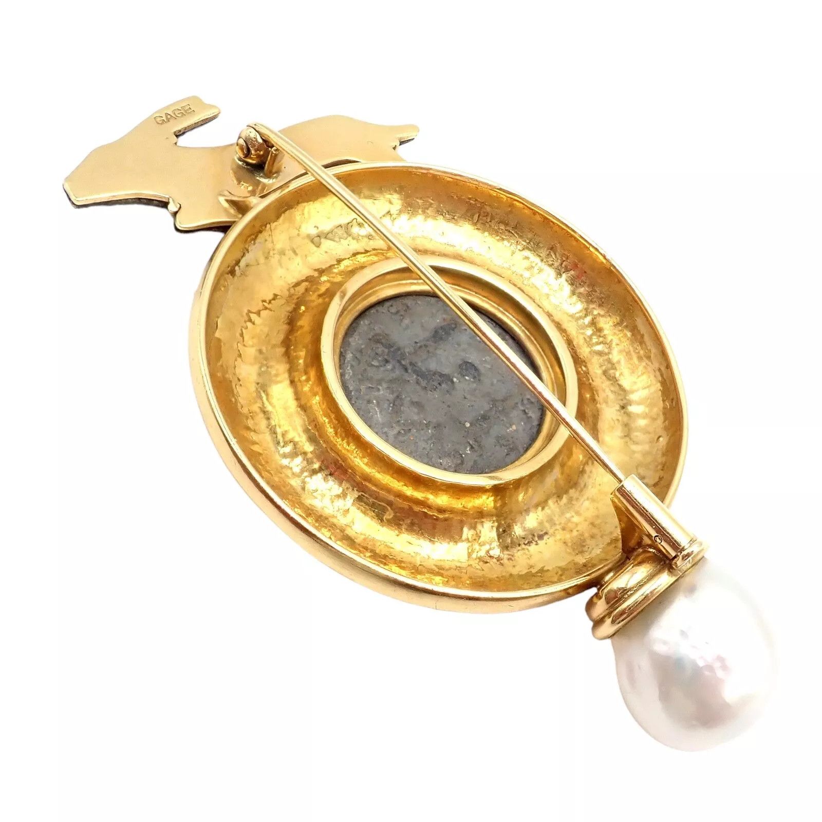 Vintage Vintage Elizabeth 18k Gold Pear Coin Enamel Hare Pin Brooch Size ONE SIZE - 4 Thumbnail