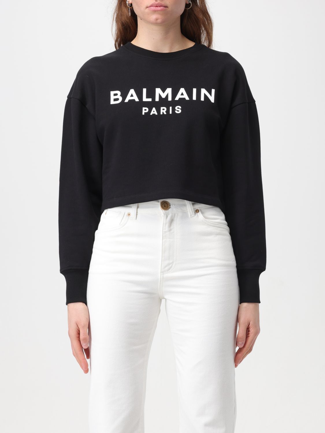 image of Balmain Sweatshirt Woman Black, Women's (Size Small)