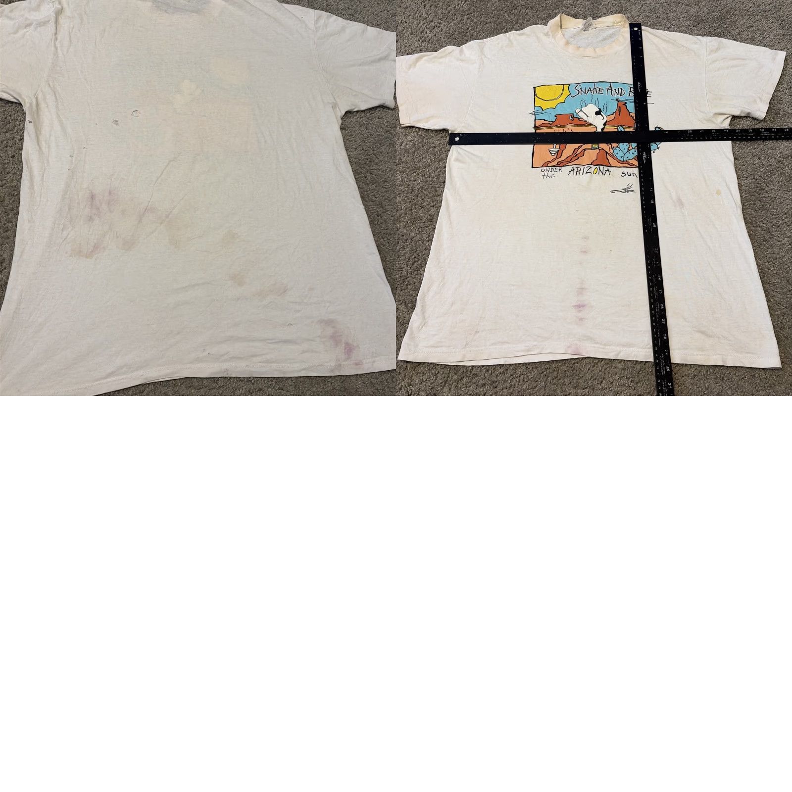 Vintage VINTAGE 90s Snake And Bake Arizona Sun Weed Stoner Drug White T-Shirt XL Mens Regular Stedman Size US XL / EU 56 / 4 - 8 Thumbnail