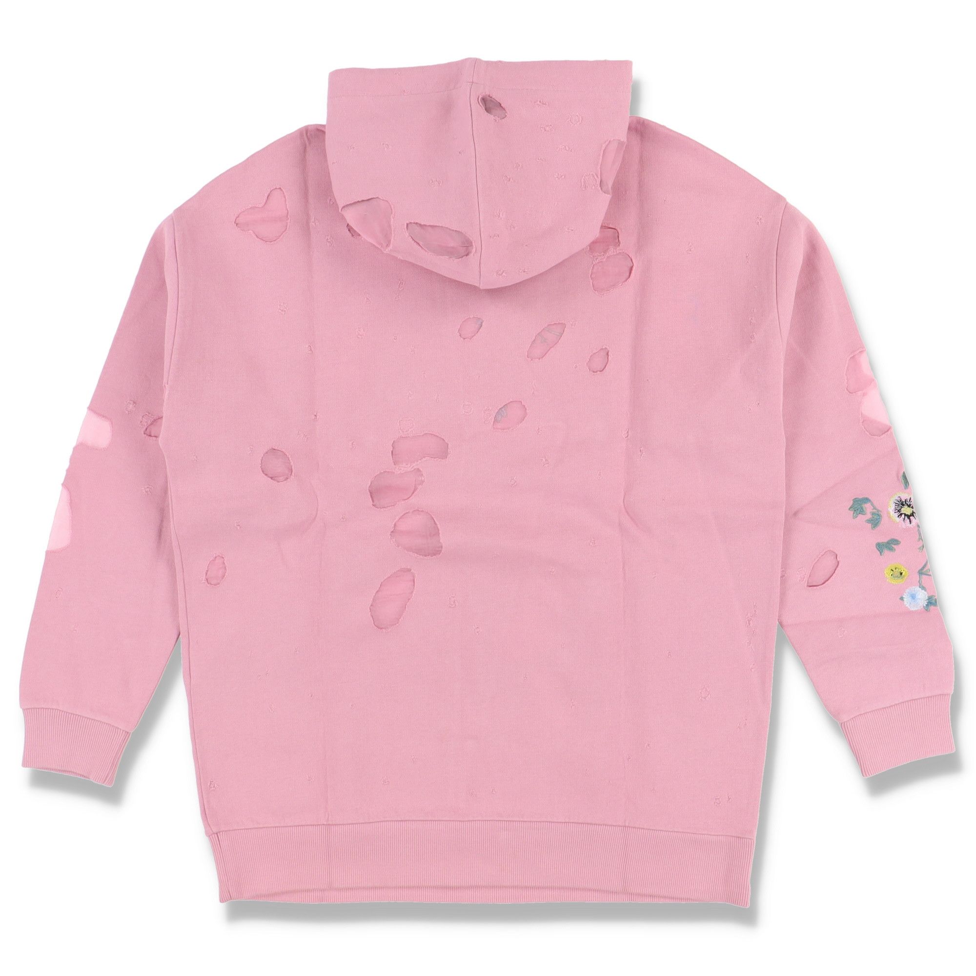 Givenchy Pink Embroidered Floral Destroyed Logo Hoodie Size L / US 10 / IT 46 - 8 Thumbnail