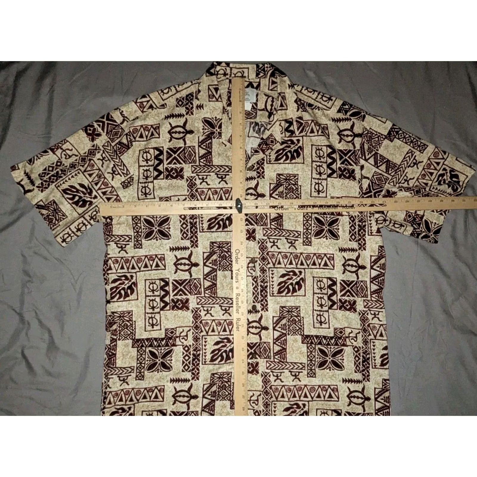 ALOHAS VINTAGE Aloha Hawaiian Shirt Men XL Tan Beige Floral Beach Hawaiian Button-Up Short Sleeve Collared Camp Neckline Cotton Size US XL / EU 56 / 4 - 5 Thumbnail