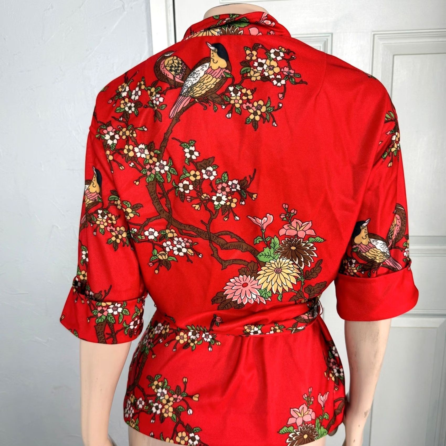 Vintage VINTAGE Leslie Fay Shirt Womens Floral Button Knit 70s Red Long Sleeve Classic Bohemian Yellow? Size S / US 4 / IT 40 - 4 Thumbnail