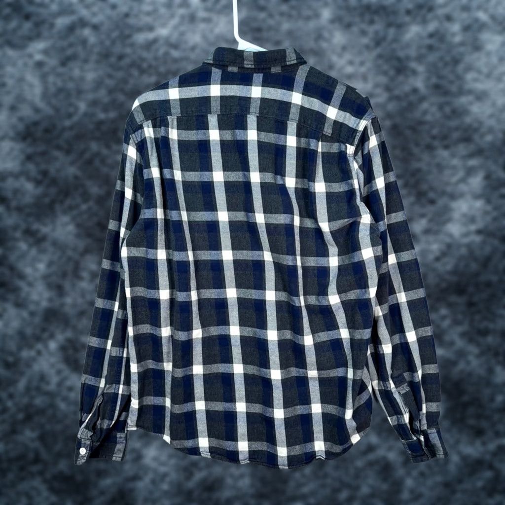 J.Crew J.CREW Mens Size Large Blue & White Plaid Slim Fit Button-Up Flannel Shirt Size US L / EU 52-54 / 3 - 1 Thumbnail