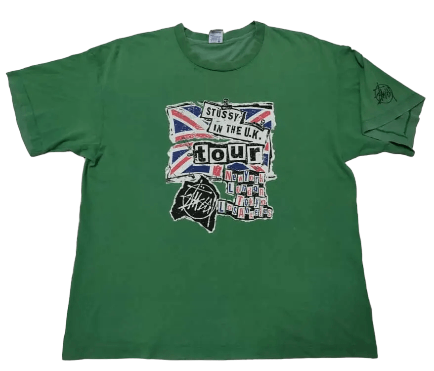 Other Vintage Stussy UK Tour Thrashed Distressed T Size US XL / EU 56 / 4 - 1 Thumbnail