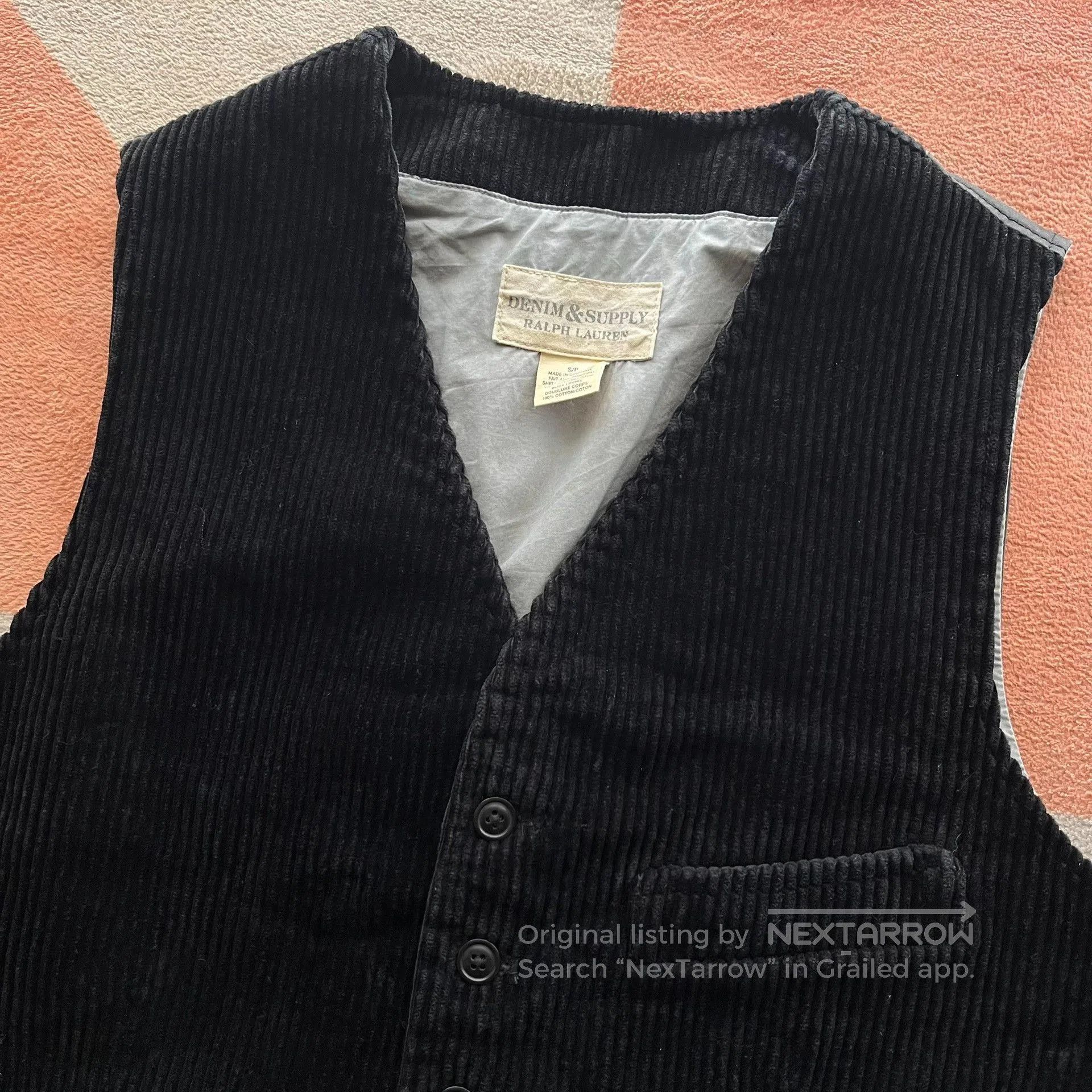 Denim & Supply Ralph Lauren Ralph Lauren Denim Supply Black Corduroy Vest. Size US S / EU 44-46 / 1 - 3 Thumbnail