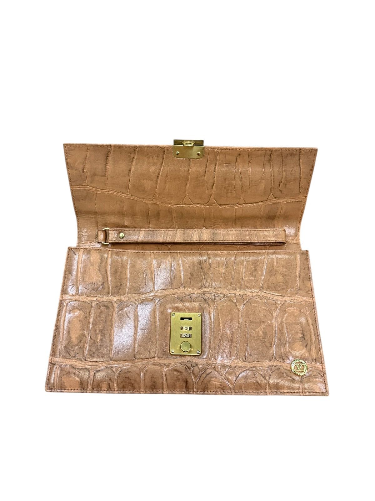 Valentino RARE VALENTINO GARAVANI EMBOSSED CROC LEATHER CLUTCH BAG Size ONE SIZE - 12 Thumbnail
