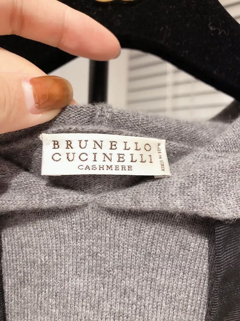 Brunello Cucinelli Brunello Cucinelli Gray and Black Colorblock Hooded Cashme Size XXS / US 00 / IT 34 - 6 Thumbnail