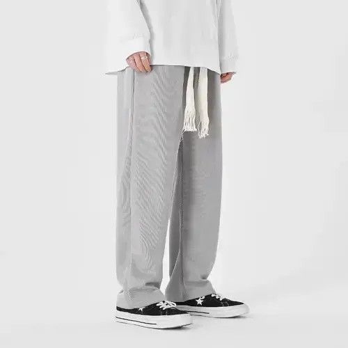Grey Color Y2k Straight Plain Sweatpant