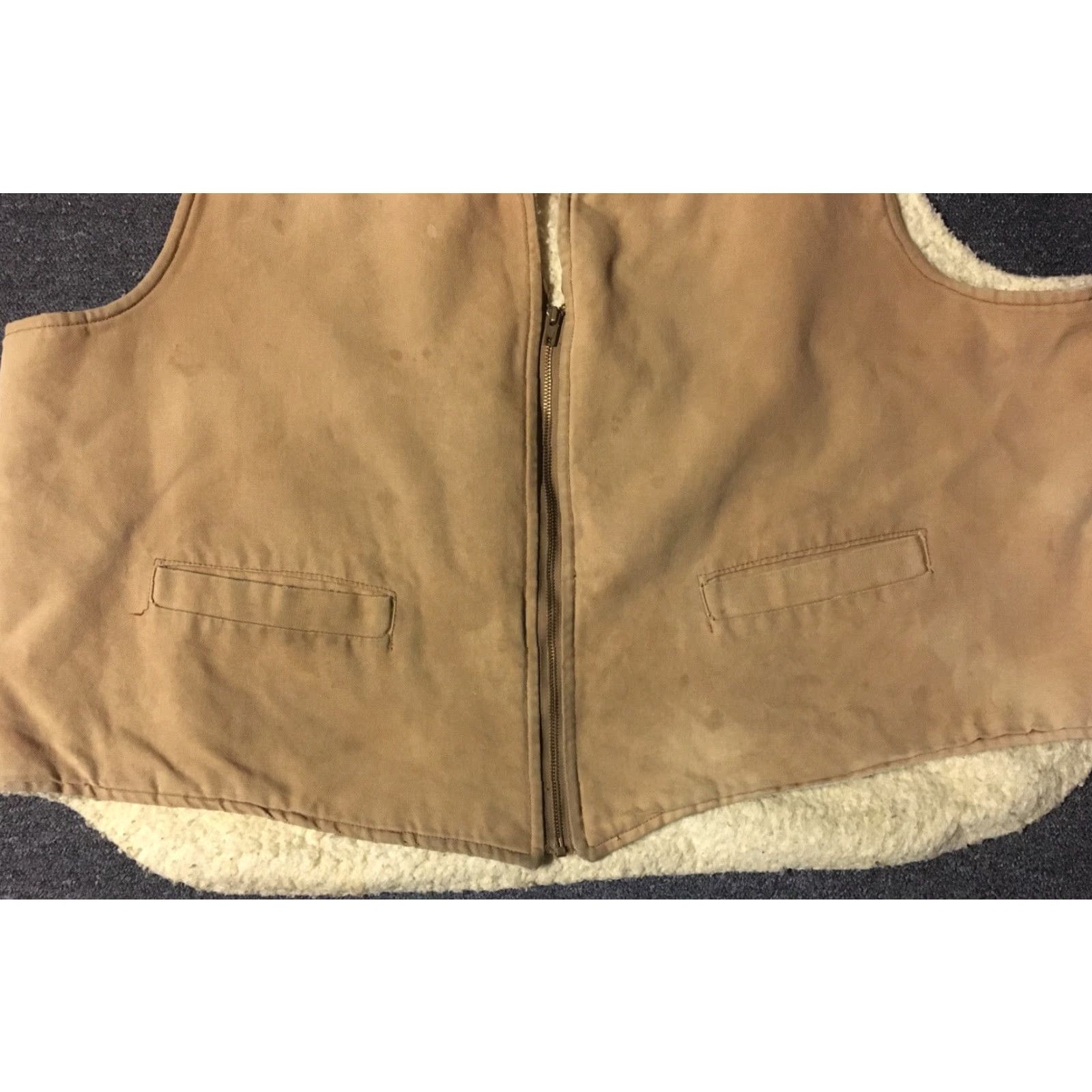 Carhartt Vtg Carhartt Faded Distress Sherpa Lined Vest 3XL USA Beige Carhartt J140 Mens Vest 70s 80s Grunge Biker Punk USA Size US XXL / EU 58 / 5 - 3 Thumbnail