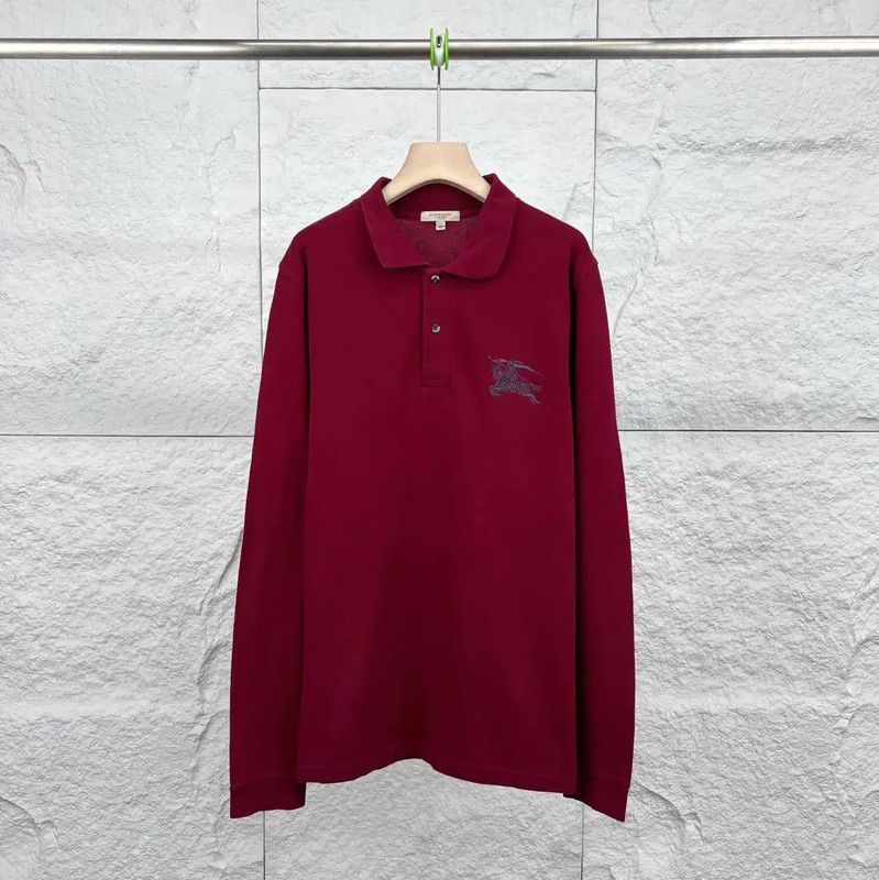 Burberry Burberry Red Cotton Long Sleeve Polo Size US XL / EU 56 / 4 - 1 Thumbnail
