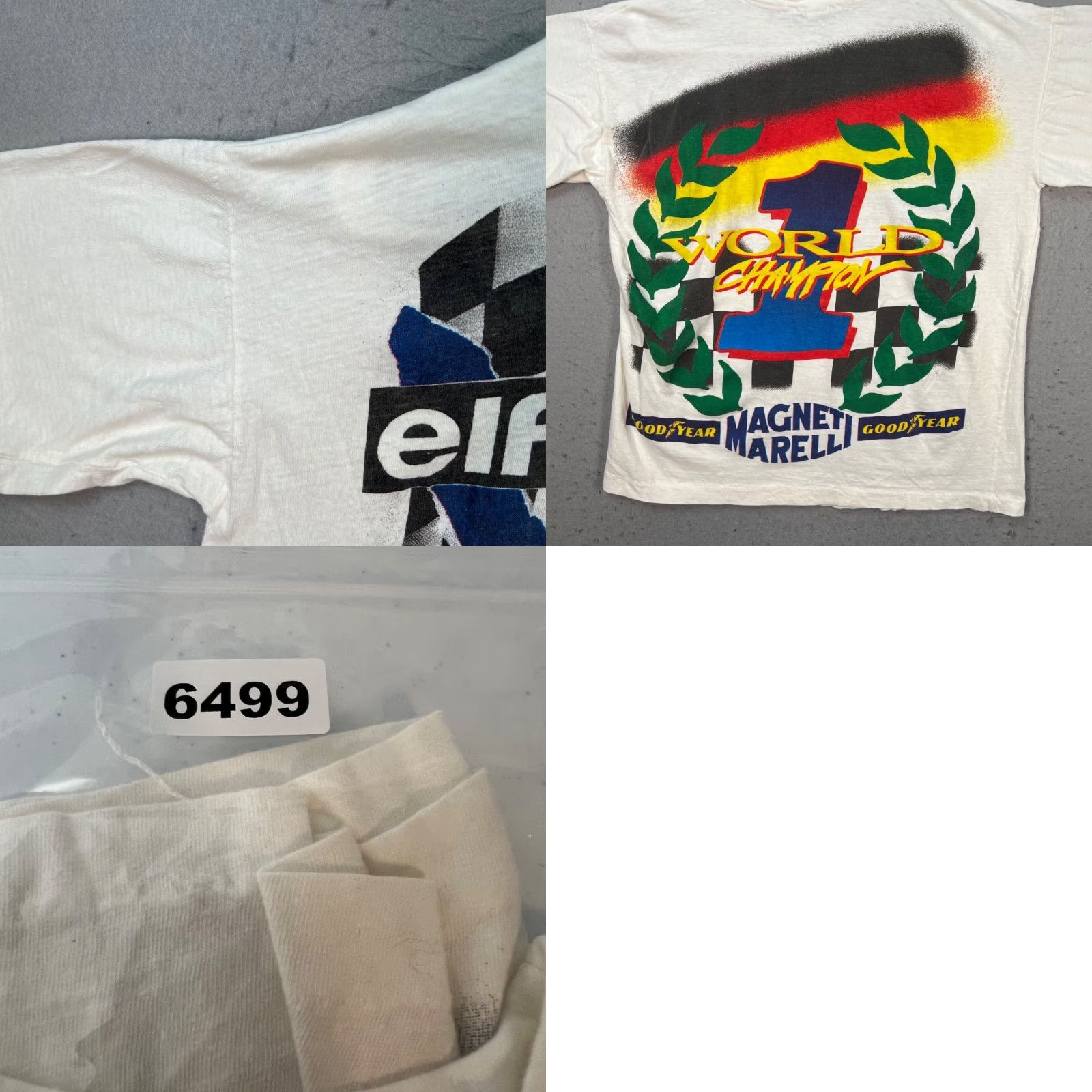 Benetton VINTAGE 90s Renault Benetton B195 Michael Schumacher F1 Racing T-Shirt XL Mens White Cotton Graphic Print Crew Neck Short Sleeve Size US XL / EU 56 / 4 - 8 Thumbnail