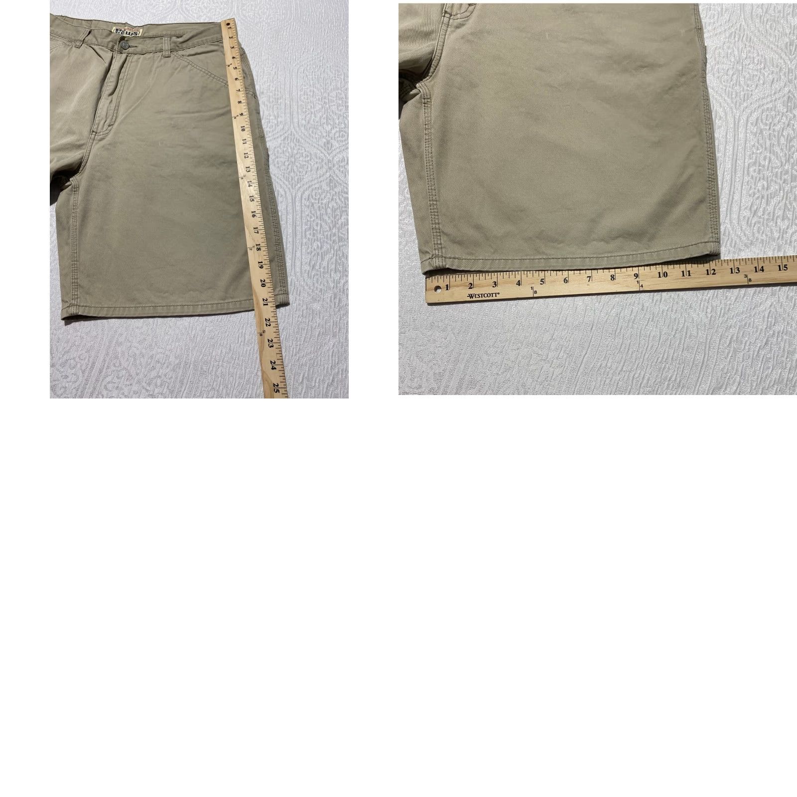 Vintage Re News Mens XL Carpenter Shorts Khaki Tan Cotton Twill Relaxed Workwear Cargo Utility Outdoor Casual Shoes? Size US 35 - 8 Thumbnail