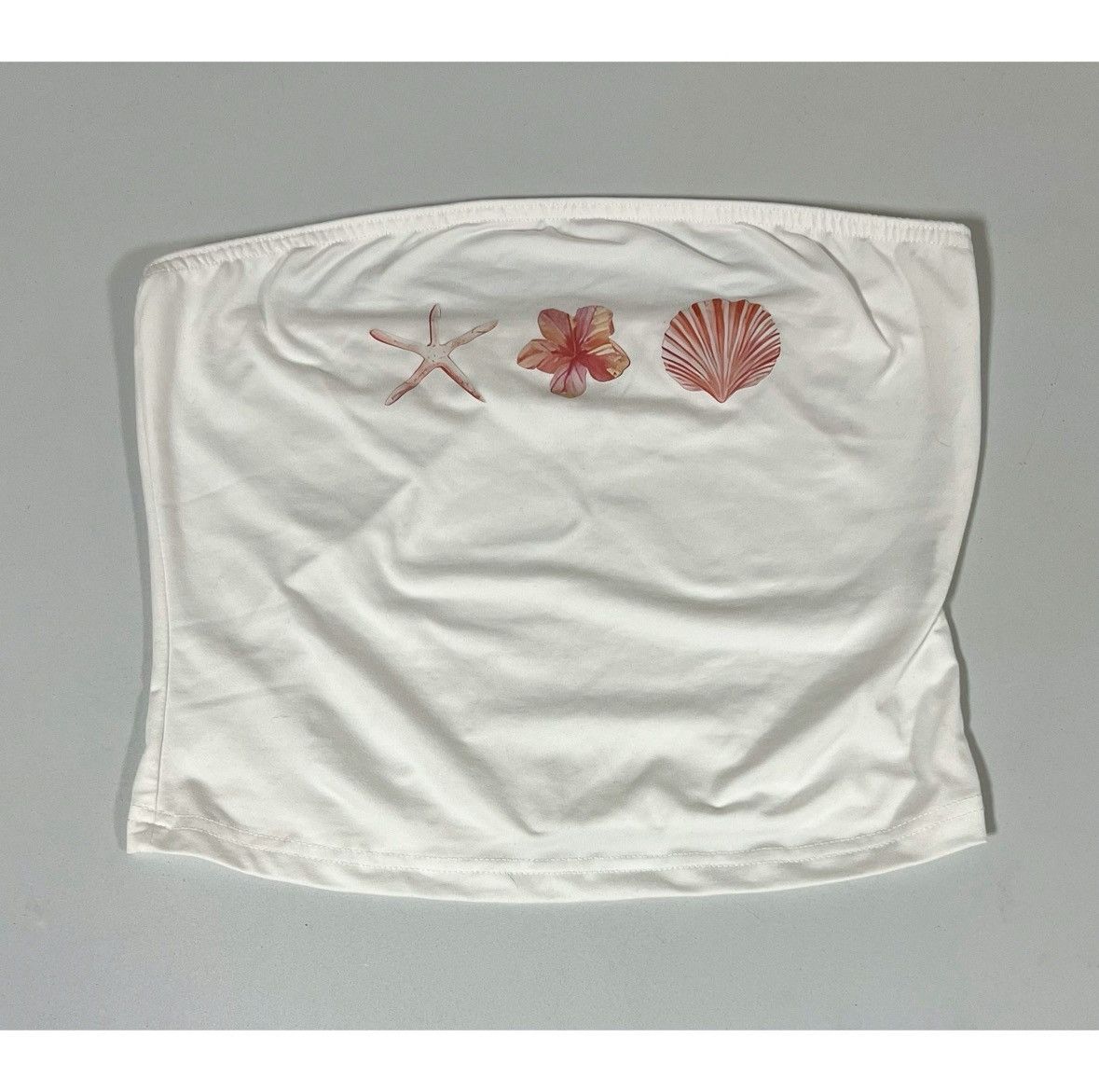 Japanese Brand Starfish Hibiscus Flower Seashell Tube Top Shirt Size S 🐚✨ Size S / US 4 / IT 40 - 2 Thumbnail