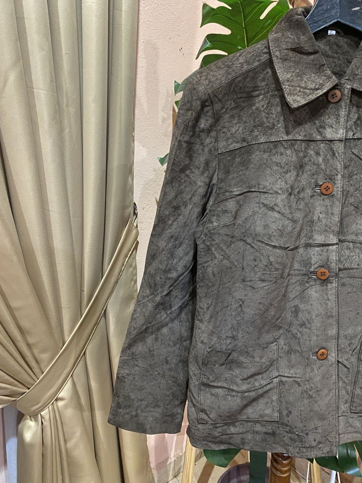 Leather Vintage Olive Green Suede Leather Utility Jacket Size F Size M / US 6-8 / IT 42-44 - 5 Thumbnail
