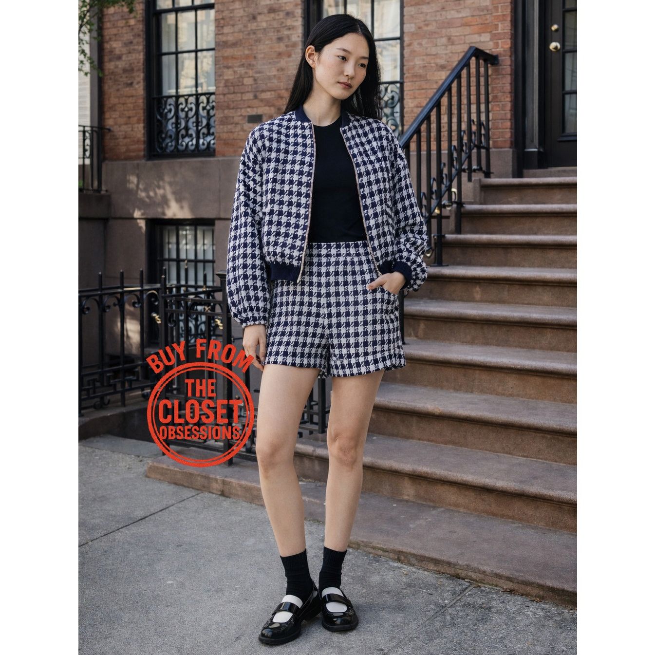 Zara ZARA Houndstooth Co-Ord Set Jacket (M) + Shorts (M) NWT Size 28" / US 6 / IT 42 - 5 Thumbnail