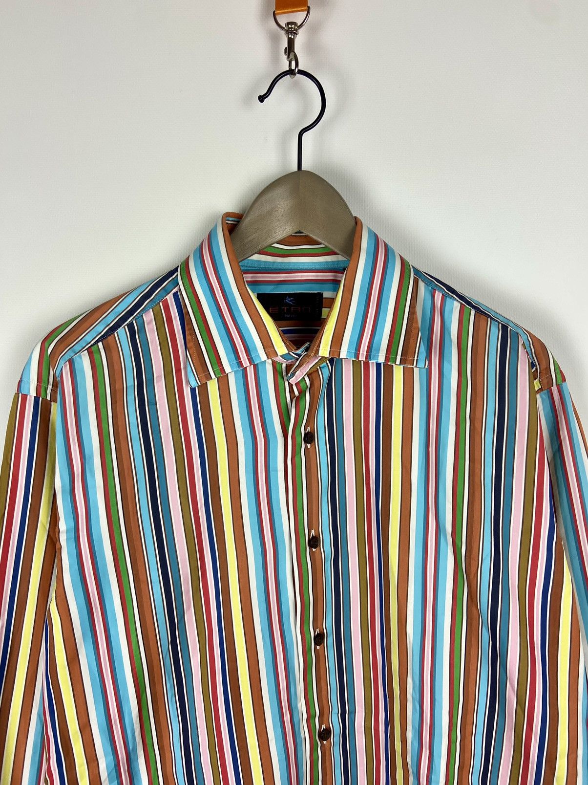 Etro Etro Milano Mens Striped Button-Down Luxury Shirt Size US L / EU 52-54 / 3 - 3 Thumbnail