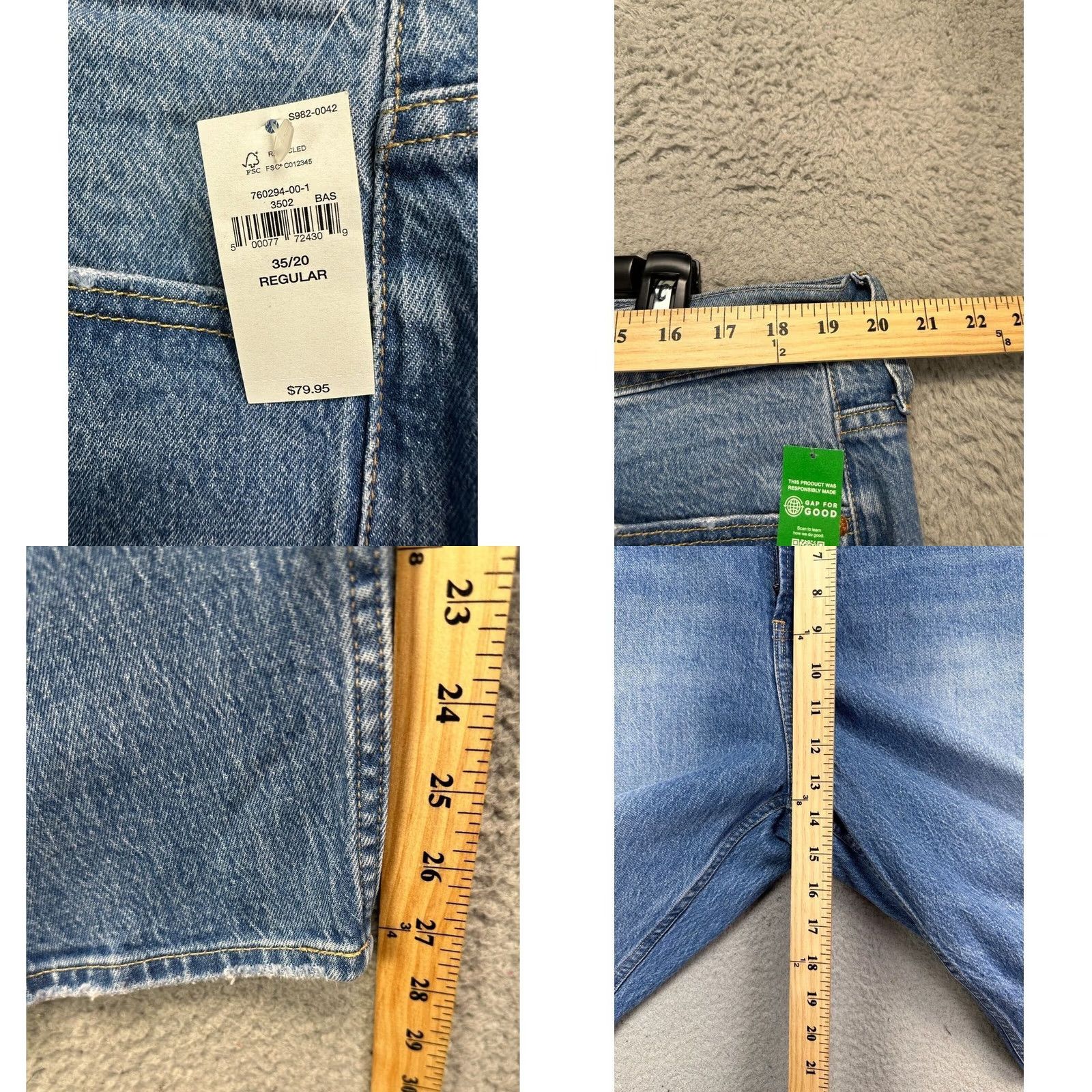 Gap Gap Jeans Womens 35X20 Regular Blue Distressed Cheeky Straight Sky High-Rise NEW Size 24" / US 00 / IT 34 - 8 Thumbnail