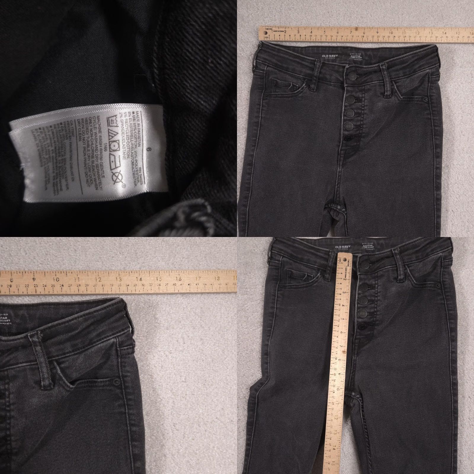 Old Navy Old Navy Rockstar Super Skinny Jeans Womens 6 Crop Black Extra High Rise Raw Hem Size 28" / US 6 / IT 42 - 8 Thumbnail