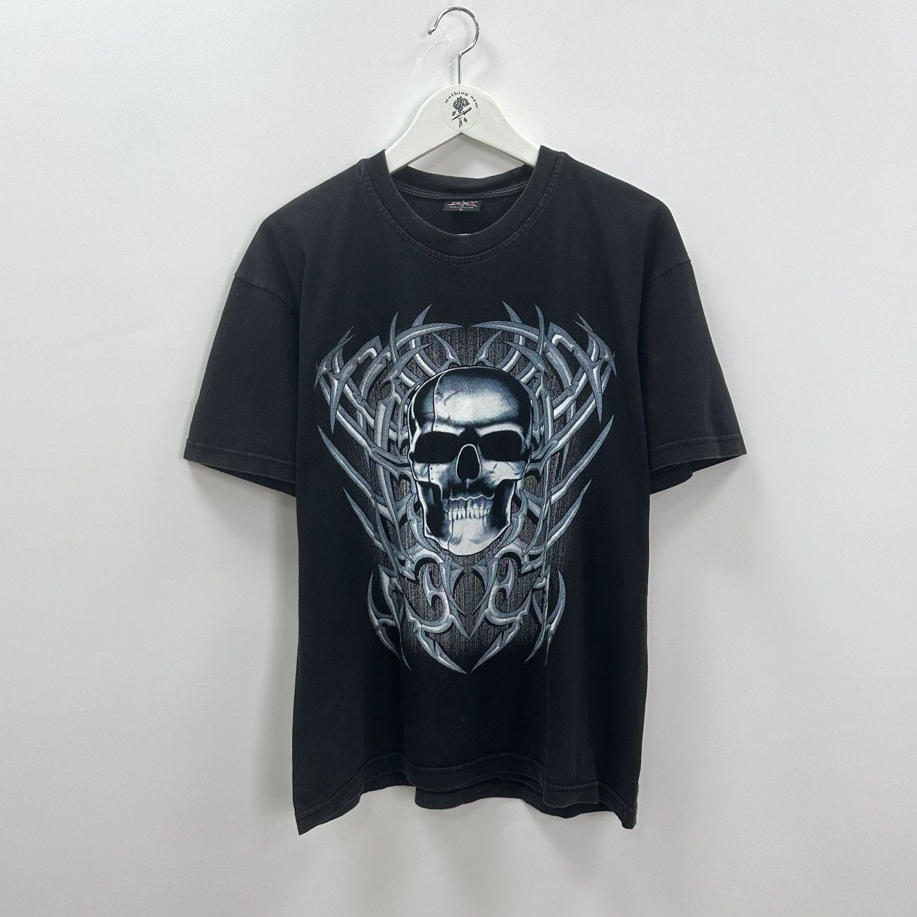 Vintage Vintage 90s Washed Skull Print aop tee hype y2k skeleton og Size US L / EU 52-54 / 3 - 1 Thumbnail