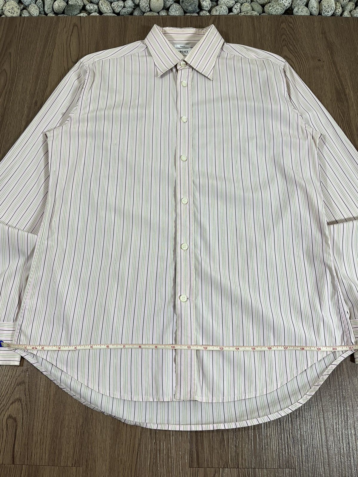 Versace Versace Italy Soft Pink Striped Button Up Shirt – (40 M) Size US M / EU 48-50 / 2 - 12 Thumbnail