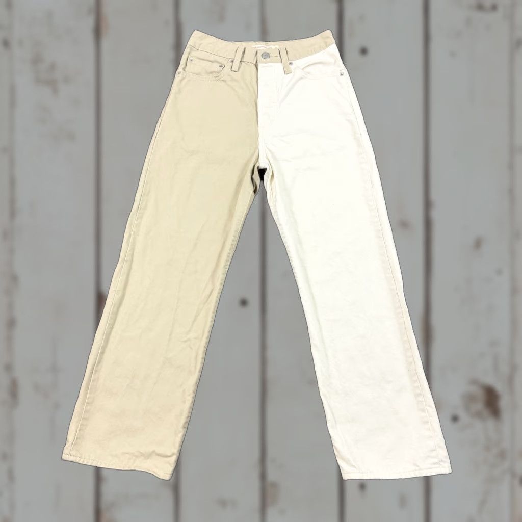 Levi's Levis Ribcage Straight Jeans Women 27 Beige Two Tone Ankle Button Fly 24x26 Womens Size 27" / US 4 / IT 40 - 1 Thumbnail