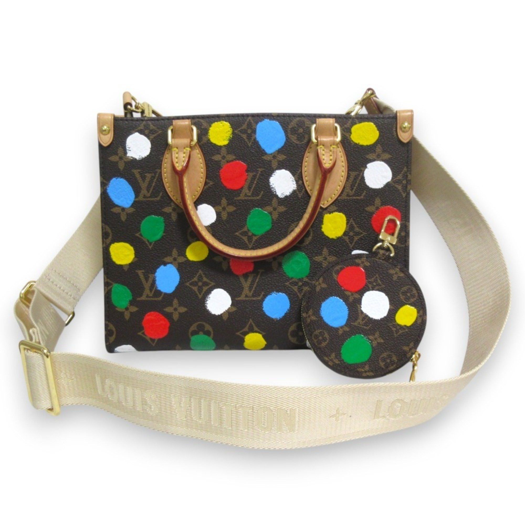 Louis Vuitton Lv Louis Vuitton Monogram On The Go Pm Yayoi Kusama Collaboration Paint Dot Hand Shoulder Bag M46380 Women's in Brown